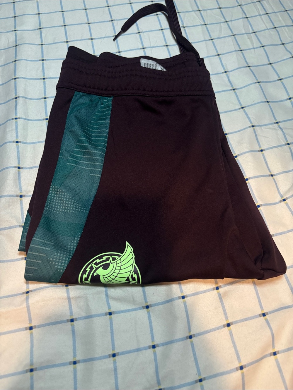 Mexico adidas Black Athletic Shorts with Teal Side Panel and Neon Green Logo